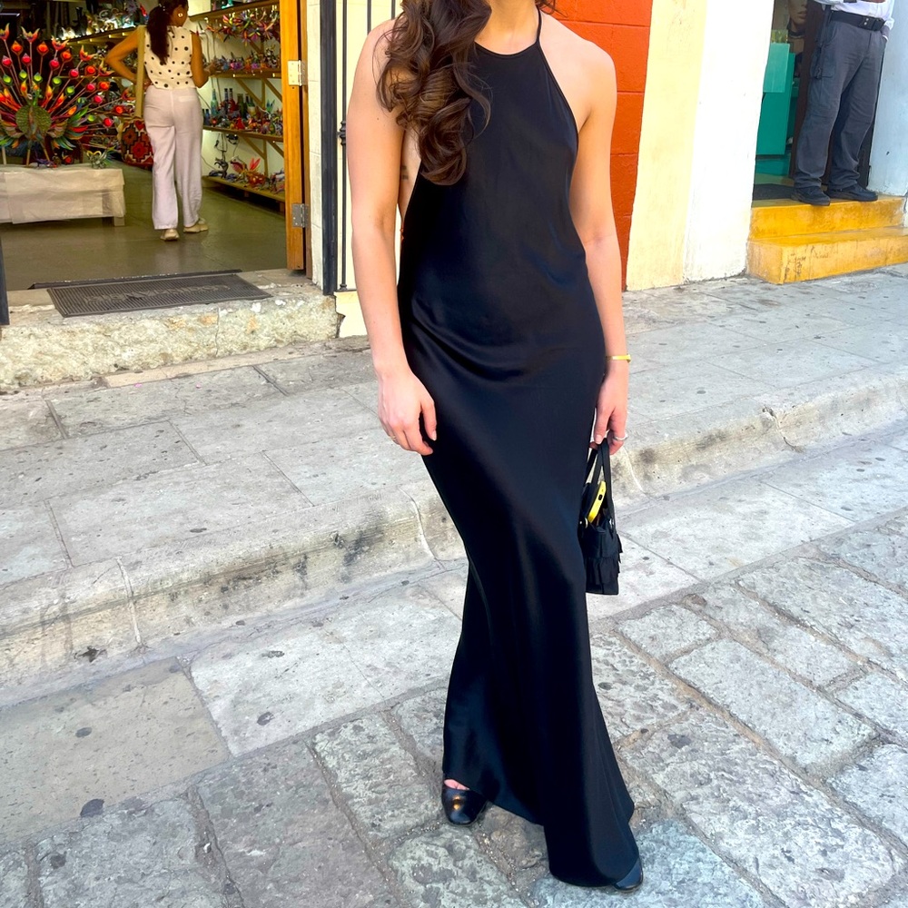 Brandon Maxwell Halter Maxi Dress in Black - Picture 2 of 8